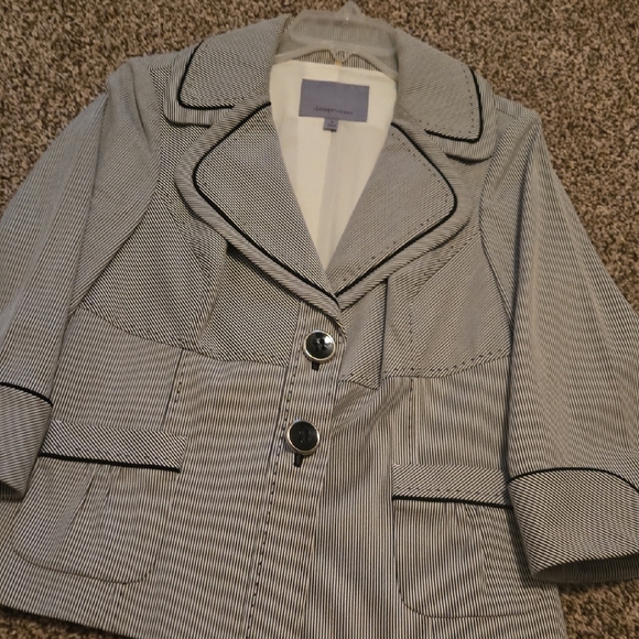 Classiques Entier Jackets & Blazers - Striped Navy and White Women's Jacket By Clasiques for Nordstrom